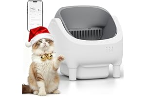 Greesum Open-Top Automatic Cat Litter Box - Self-Cleaning Function, Smart APP Operation, Effortless Odor Reduction, 15L Spacious Waste Bin, Comes with Trash Bags & Mat(Grey)