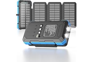 Kepswin Solar Charger Power Bank 49800mAh with 4 Built-in Cables & 3 Foldable Panels, PD22.5W Fast Portable Phone Charger, External Battery Pack with USB-C in/Output & Flashlight for Outdoor Camping