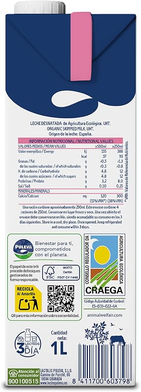 - Leite Biológico Desnatado, ECO, caixa 1L - Caixa 6 litros