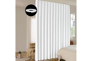 LuminBarrier Room Divider Curtain Sets with Bendable Ceiling Track, 95% Blackout Total Privacy Ceiling Track Curtains Floor to Curtains Track Kits 8.3 ft Wide x 7 ft Tall, White, 1 Panel