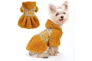 DAFUEN Dog Sweaters for Small Dogs Girl Winter Puppy Dress Hoodie Sweater Fleece Warm Pet Clothes Outfit for Chihuahua Yorkie Teacup Cold Weather Dog Coat Cute Cat Apparel Clothing (Small, A-Yellow)