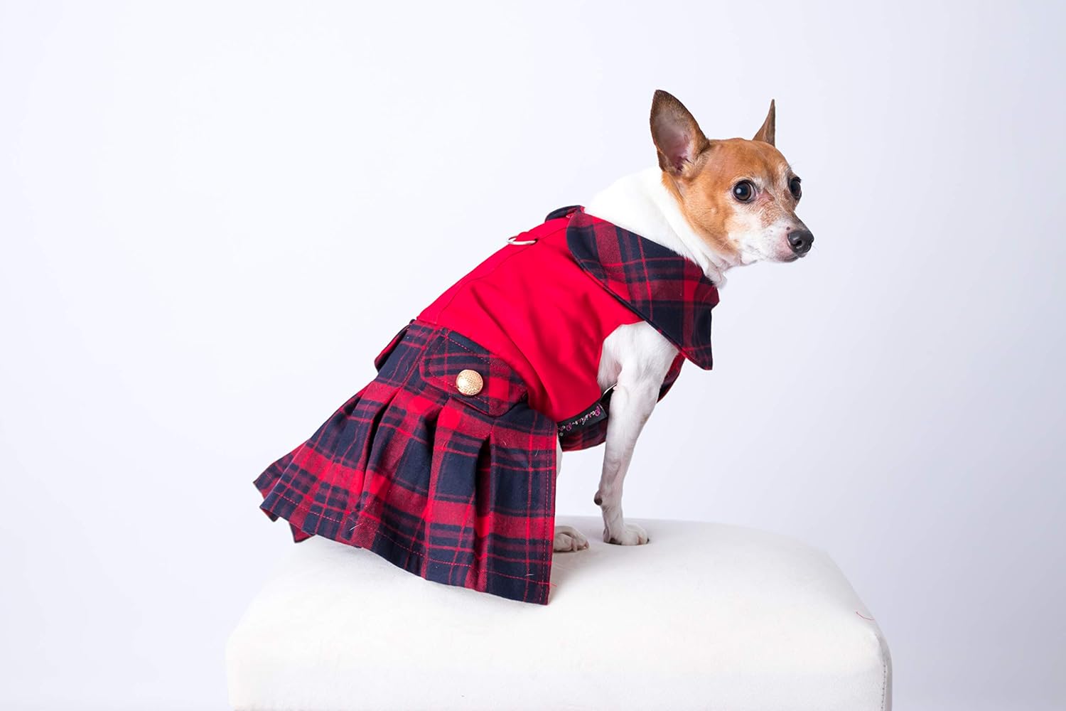 Parisian Pet Designer Scottish Red/Blue Plaid Pleated Dog Dress Holiday Party Special Occasion School Uniform - Image 5