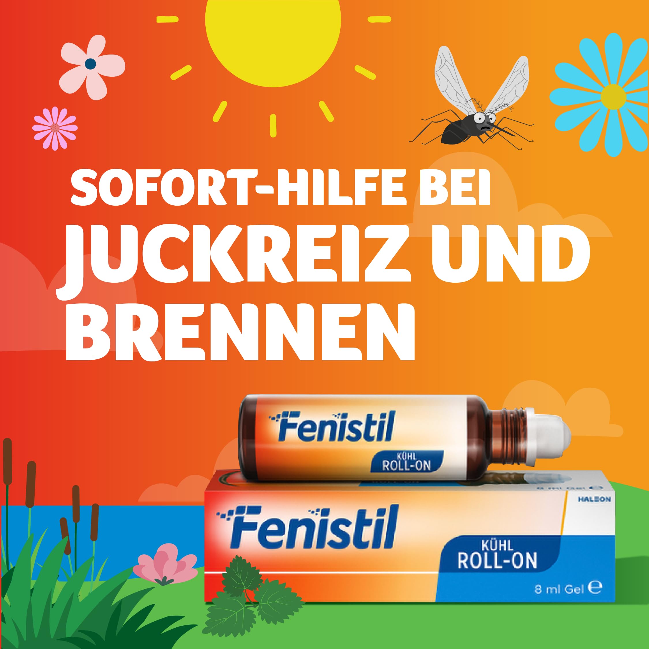 Fenistil Kühl Roll-on, Kosmetikum zur Beruhigung von gereizter und juckender Haut, z.B. bei Mückenstichen, Insektenstichen, Fenistil Roll On 8 ml 2