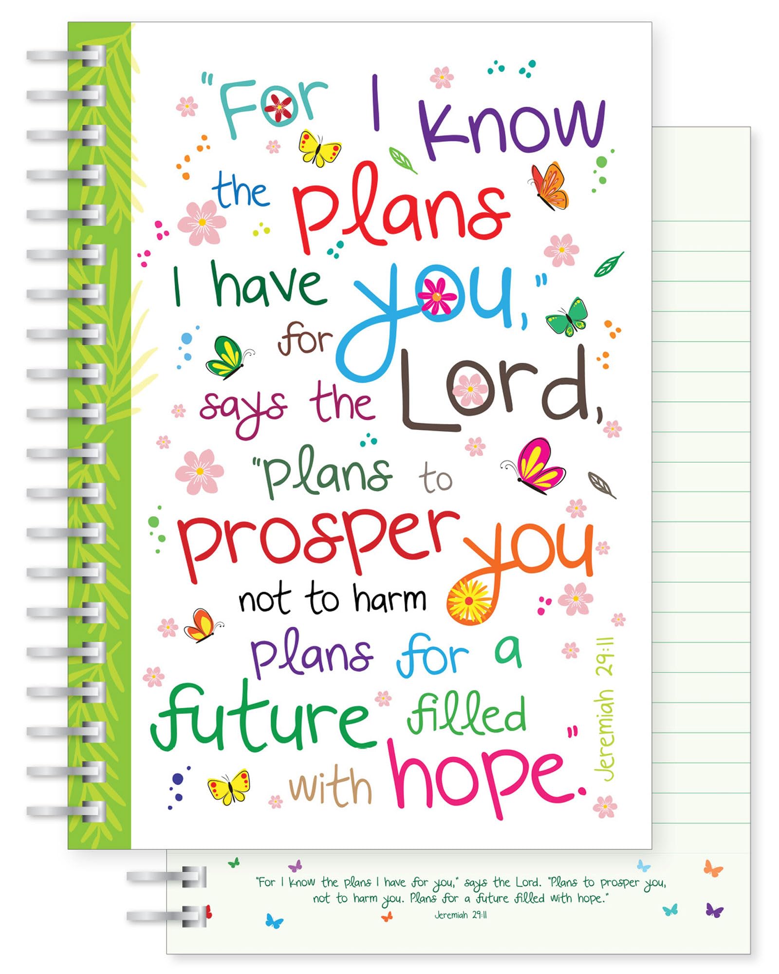 Christian Notebook, I know the plans, softback notebook A5 lined, with Jeremiah 29:11 Bible verse. Perfect as a Bible Study Journal or Christian Gift, by Just Cards Direct