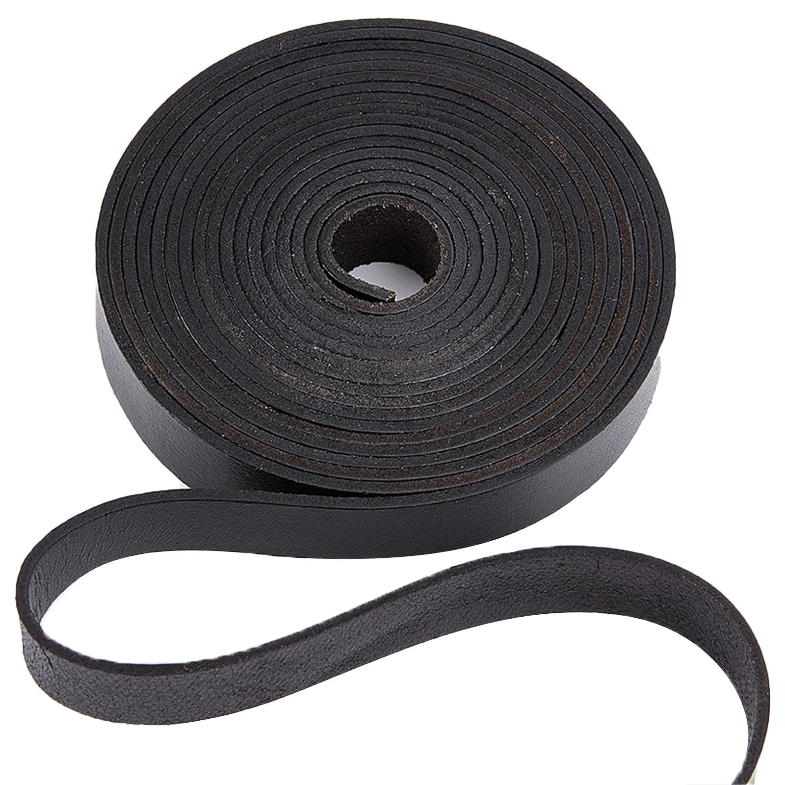 GORGECRAFT 15mm x 3M Flat Genuine Leather String Flat Leather Cord 2mm Thick Black Cowhide Leather Strap Strip Thread Rope for Bracelets Necklace Belts Pet Collars Tags Jewelry Making Workshop
