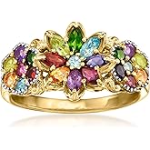 Ross-Simons 1.34 ct. t.w. Multi-Gemstone Floral Ring in 18kt Gold Over Sterling