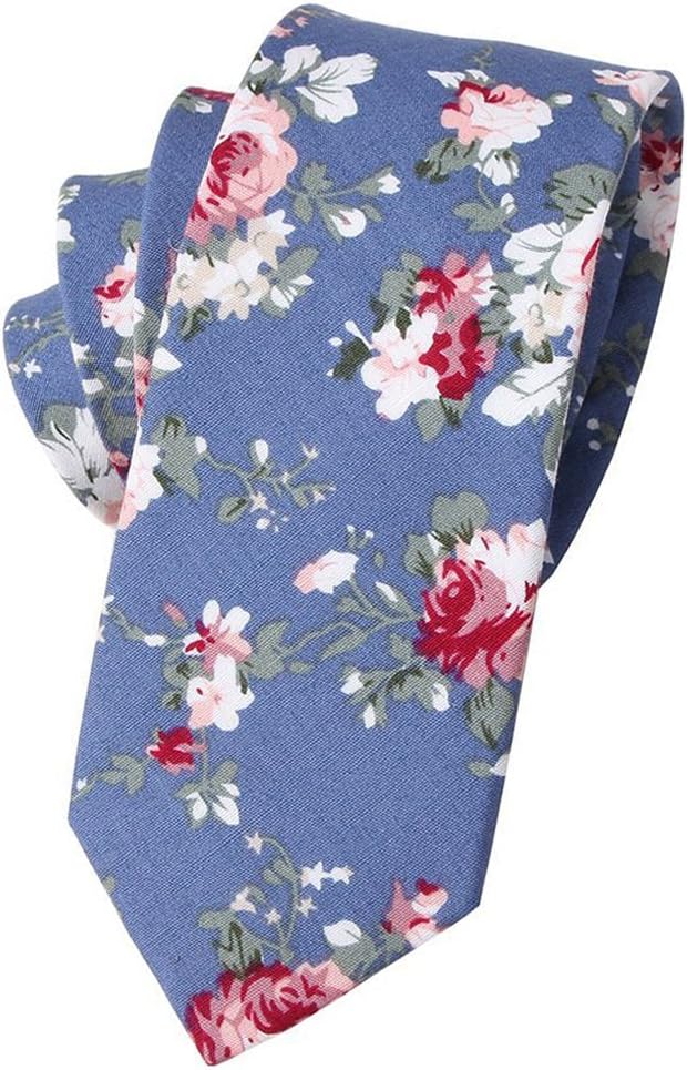 Levao-Men's Skinny Tie Floral Cotton Neck Ties for Men
