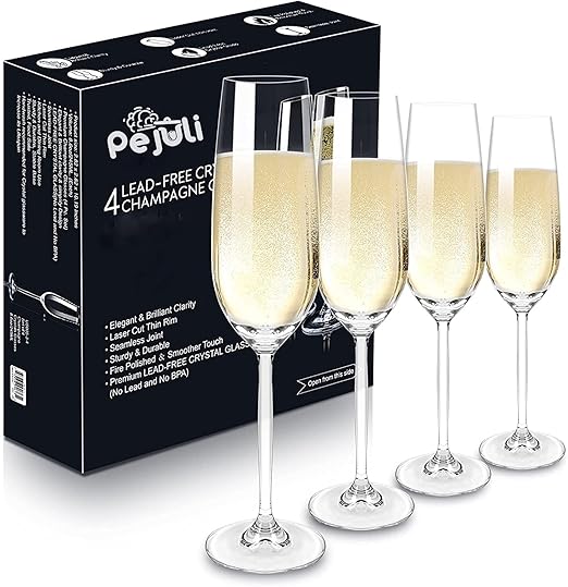 Buy PEJULI Champagne Flutes Set 2Piece, Clear Champagne Glasses with
