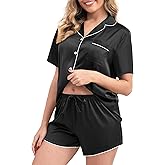 Yoohipuy Women's Pajamas Set Sleepwear with Short Sleeve Top & Elastic Waist Shorts