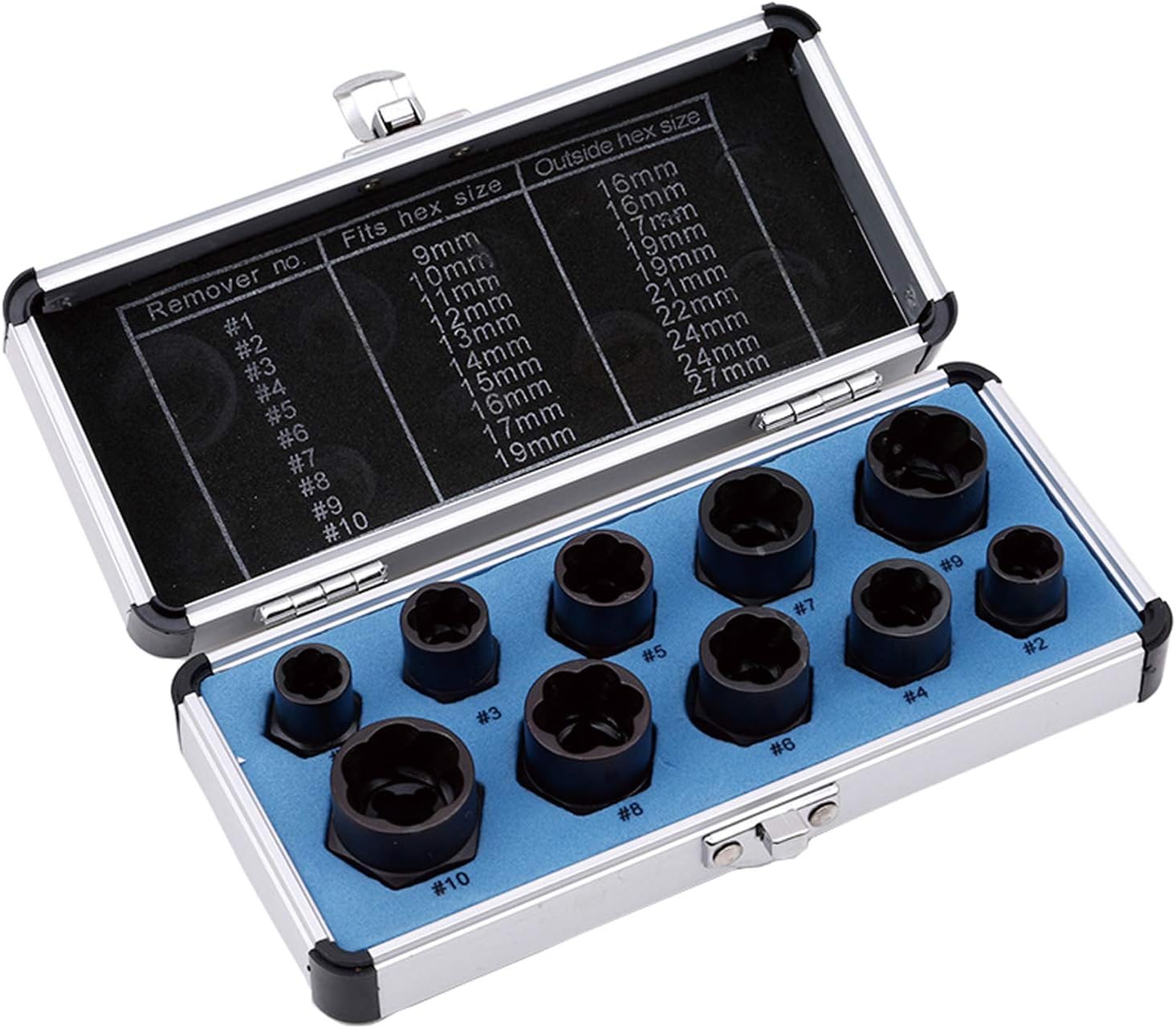 10Pcs Nut Remover,919mm Impact Nut Extractor Set,Nut Extractor Socket