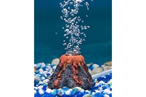 Uniclife Aquarium Volcano Ornament Kit Fish Tank Decoration Mini Resin Volcanic Decor for Fish Tank Landscape Realistic Mountain with Air Stone Bubbler Airline Tubing Accessories for Oxygenation