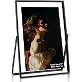 RICHFOCUS 5x7 Floating Picture Frame, Floating Display for 3.5x5 4x6, Beaded Metal Picture Frames with Real Glass, Tabletop Photo Frame for Multiple Size up to 5x7 Inch, for Home Decor, Black 1PC