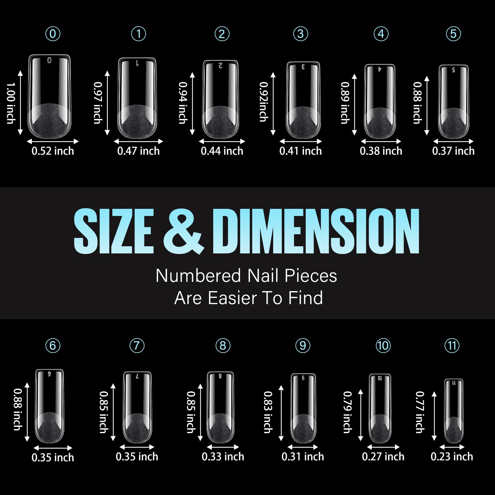 TOMICCA Medium Square Nail Tips, 504Pcs Half Matte Press on Full Cover Acrylic Nails, 12 Sizes Pre-Shape Soft Gel Fake Nail Tips for Nail Extension Art Home DIY Nail Salon - Image 7