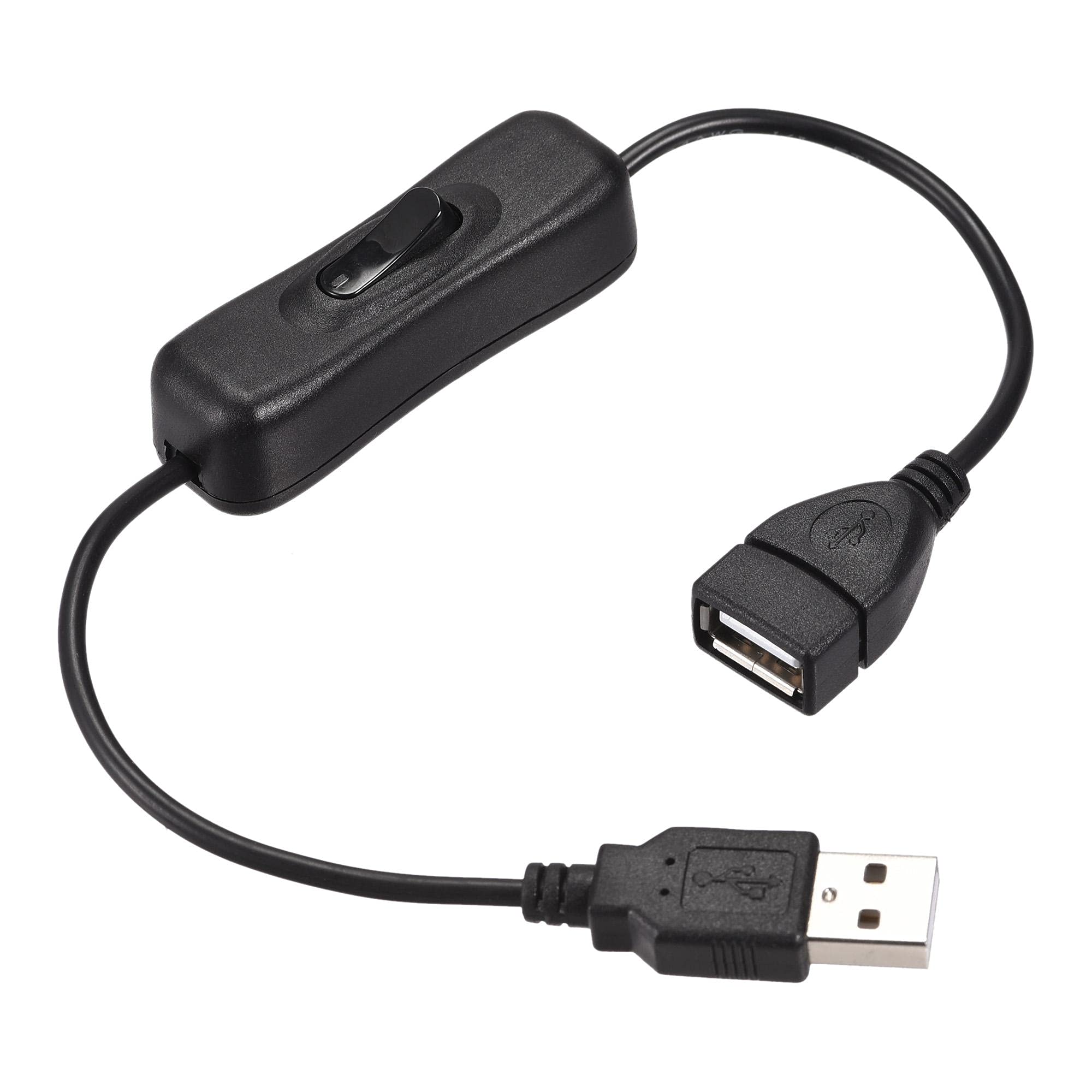 sourcing map USB Cable with ON/Off Switch, USB Male to Female Extension Cord 30cm Black, for LED Desk Lamp LED Strip