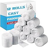 Nuanchu 12 Rolls Medical Cotton Cast Padding Plaster Cloth(2 Inch X 8.8 ft) | Individual Wrapped, Undercast Protection Padding, Soft Cloth for Body Casts, Halloween Bandage Art, Mask Craft Supplies