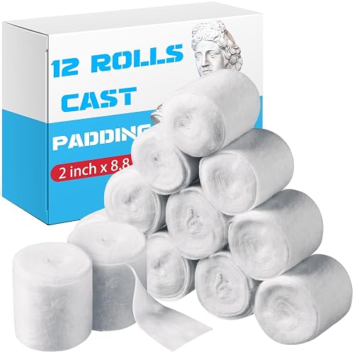 Nuanchu 12 Rolls Medical Cotton Cast Padding Roll Individual Pack Soft ...