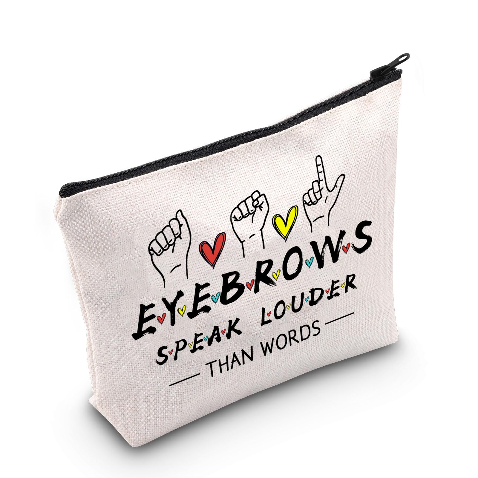 PLITI Eyebrow Artist Gifts Esthetician Gifts Makeup Artist Gift Eyebrows Speak Louder Than Words Funny Beautician Makeup Bag (Eyebrows Speak Louder bagU)