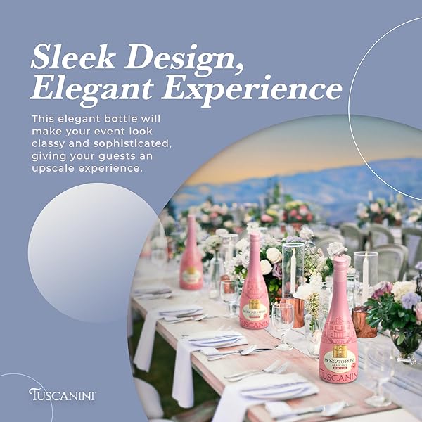 TUSCANINI ITALIAN MOSCATO ROSE SPARKLING GRAPE JUICE, 25.3OZ (2 PACK) | NON ALCOHOLIC SPARKLING JUICE | VALENTINES DAY GIFT | ELEGANT CHAMPAGNE BOTTLE | IMPORTED FROM ITALY | GREAT FOR MOCKTAILS | KOSHER