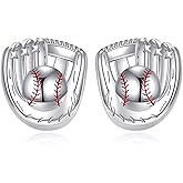 YAFEINI Baseball Earrings 925 Sterling Silver Baseball Stud Earrings Sport Jewelry Gifts for Women