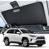 Wigoo 2025 Upgrade Car Windshield Sun Shade [100% Light Block, 4th-Gen Cooling Tech] Foldable Heat Insulation Interior Sun Visor with Storage Bag for Sedans/SUVs/Hatchbacks (M (64