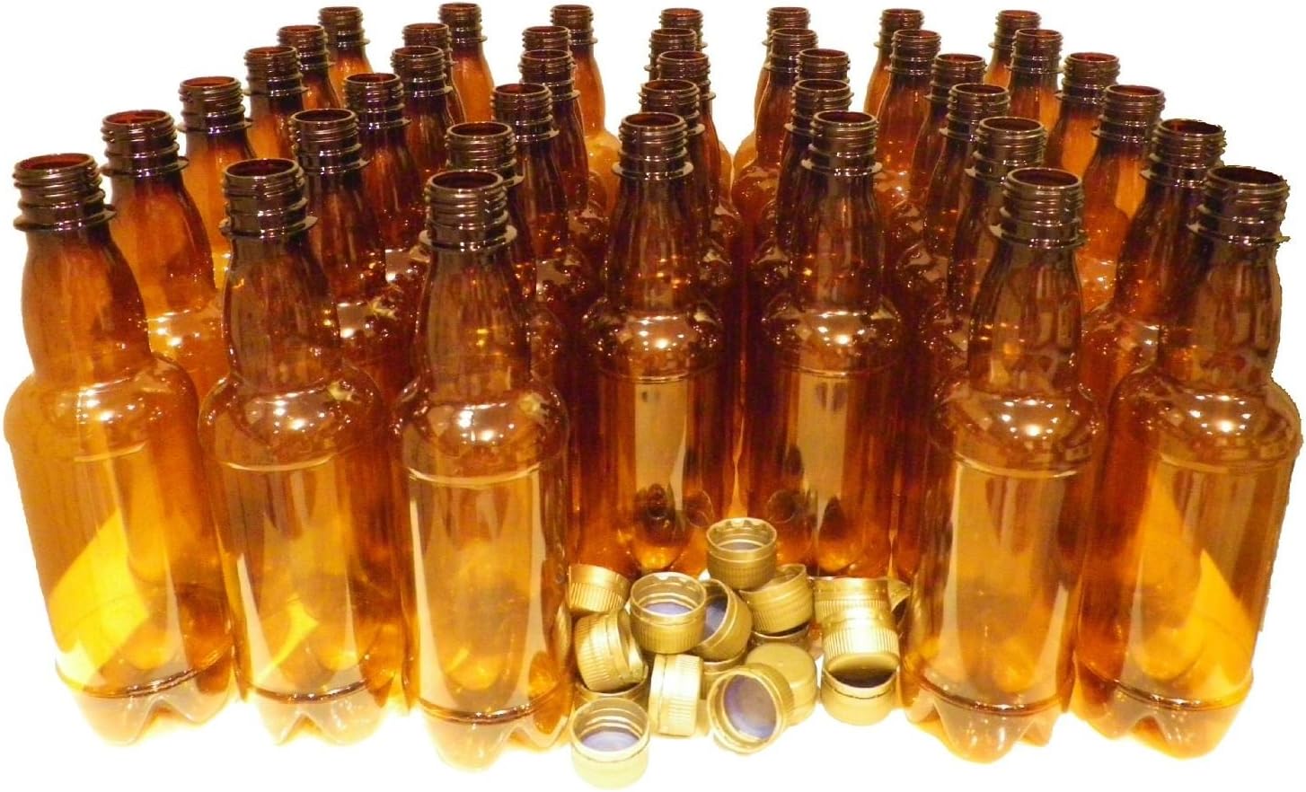 Plastic Beer Bottles & caps 500ml (pint) 20pk PET Amber