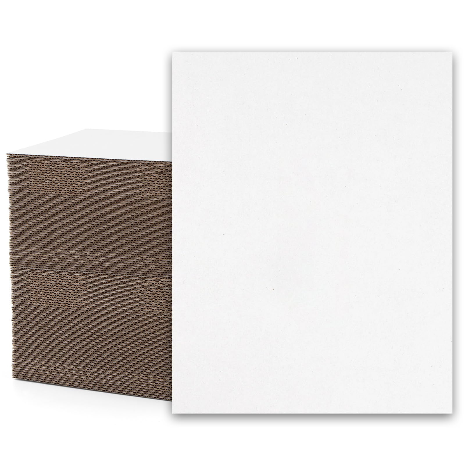 Photo 1 of Mat Board Center, 100 Pack 8.5X11 Corrugated Cardboard Sheets, 1/16 inch thick, Flat Cardboard Inserts for Mailing, Packaging & Shipping, Cardboard Backing, Craft Card Board (White on one side)