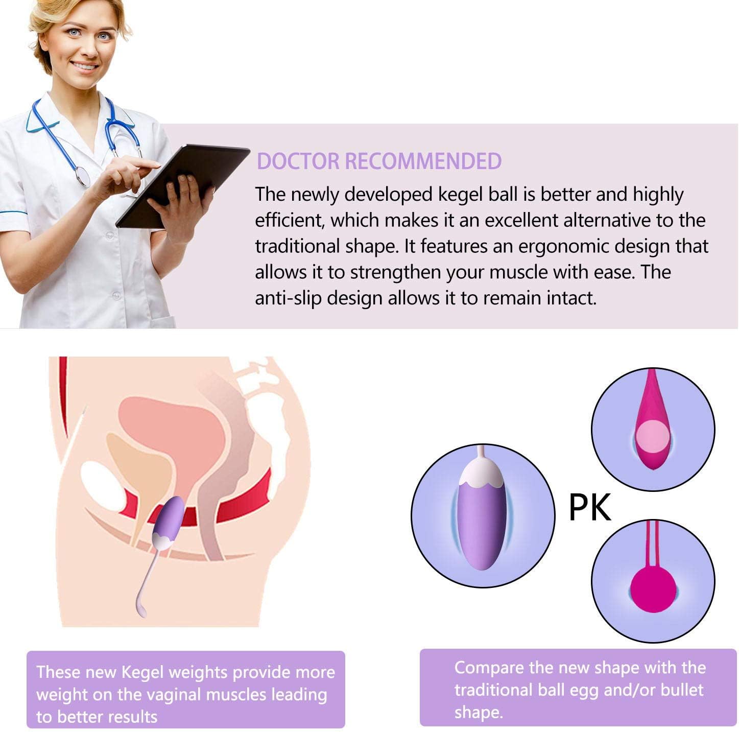 Kegel Exercise Weights Products - Doctor Recommended Pelvic Floor Exercises-Kegel Balls - Set of 6 Ben Wa Balls for Women Tightening & Control with Training Kit：Beginners & Advanced: Health & Personal Care