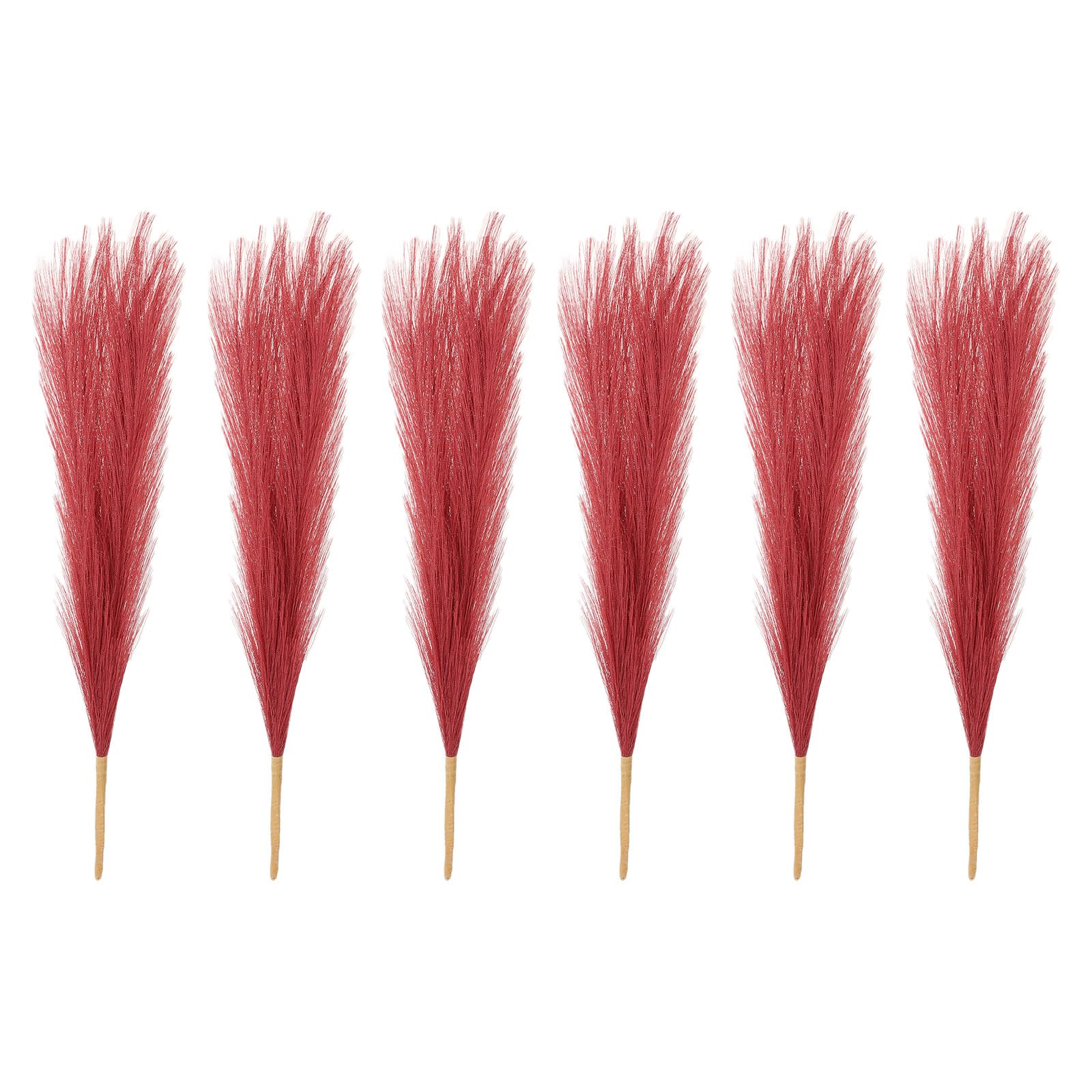 PATIKIL 17 Inch Faux Pampas Grass, 6 Pcs Boho Decor for Home Decoration Artificial Tall Fluffy Stems for Wedding Flower Party Vase Arrangement Centerpieces, Wine Red
