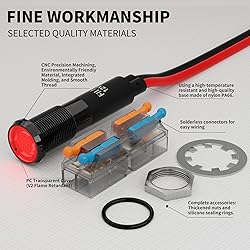 FILN 3 Pcs LED 8MM (5/16'') 12V Metal Indicator
