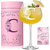 Physkoa Personalized Initial Wine Glass for Women - 20 oz Stemmed Monogrammed Glass, Customized Engraved Gift for Mom, Wife, Friend, Her - Birthday, Mother’s Day, Wine Lover Gift