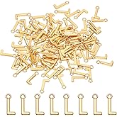 PATIKIL Letter Charm, 100 Pcs Alphabet Charm Initial Pendant Charm Bulk Cute DIY for Jewelry Making Bracelets Earrings Necklace Keychains Crafts, Light Gold, Letter l