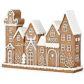Yookeer Gingerbread House Christmas Decorations Resin Gingerbread House Decor Ginger Bread Townhouse Village Collectible Figurines Christmas Centerpiece for Table Shelf Xmas Home Kitchen Indoor
