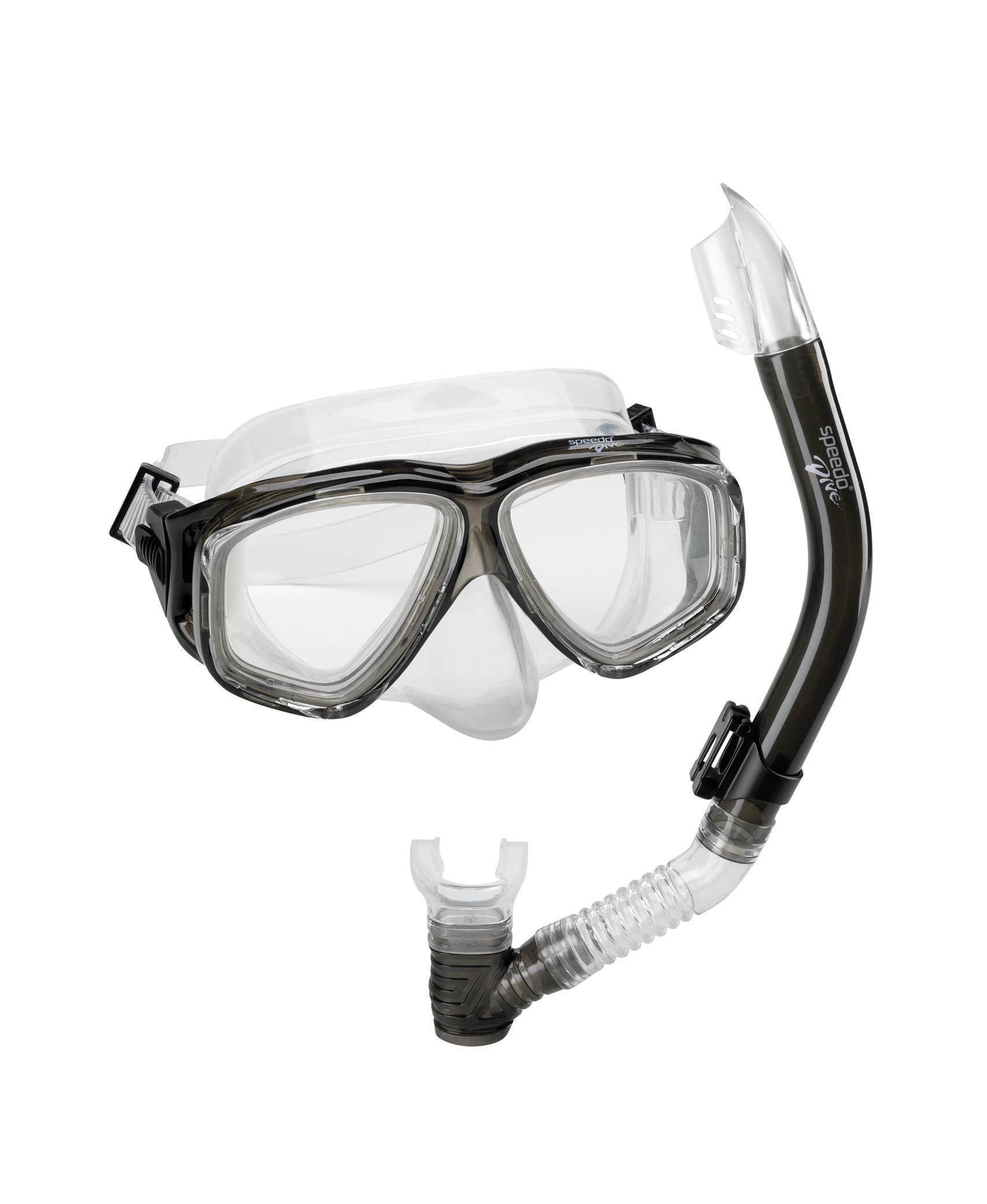speedo unisex-adult swim snorkel dive mask anti-fog with nose cover adventure series one size ms grey sioc