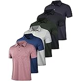 OYGSieg 6 Pack Mens Polo Shirts Performance Short Sleeve Golf Shirt Moisture Wicking Athletic Casual Collared T-Shirt