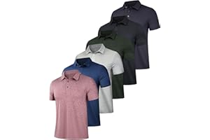OYGSieg 6 Pack Mens Polo Shirts Performance Short Sleeve Golf Shirt Moisture Wicking Athletic Casual Collared T-Shirt