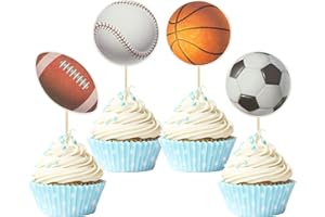 Gyufise 36 Pack Sports Cupcake Toppers Baseball Rugby Cupcake Picks Basketball Toothpicks Soccer Ball Football Cake Decor for Boy Happy Birthday For Sports Ball Game Theme Party Supplies Decoration …