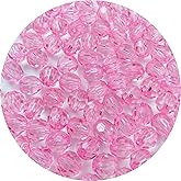 YHYPOCI 800pcs 6mm Acrylic Round Crystal Faceted Beads for Crafts Spacer Beads for Jewelry Making Necklaces Bracelets Earrings DIY Decoration(Pink)