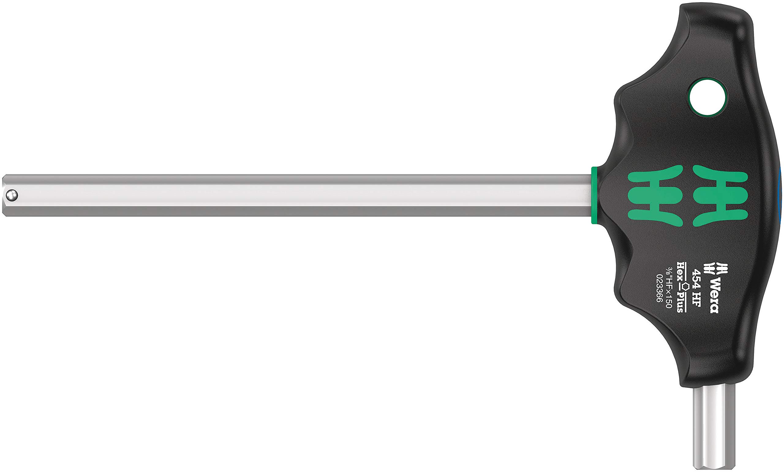 Wera 05023366001 454 HF T-Handle Hexagon Screwdriver Hex-Plus with Holding Function, Imperial, Imp 3/8" x 150 mm