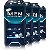 TENA for Men Level 1 Incontinence Protector Maximum Guard Incontinence Pad for Men (4 Pack of 96)