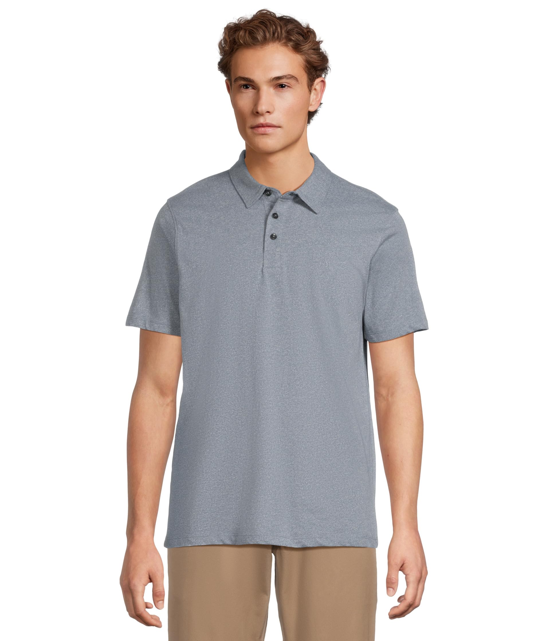 Volcom Men’s Wowzer Modern Fit Short Sleeve Polo Shirt – Soft Cotton Blend, Blue Wash, Small Image