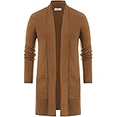 PJ PUAL JONES Men's Shawl Collar Open Front Long Cardigan Ribbed Knit Sweater with Pockets