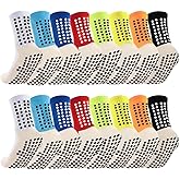 Ukontagood 8 Pairs Kids Grip Soccer Socks, Non Slip Socks for 6-12 Years Old Kids, Anti Slip Socks for Soccer Basketball