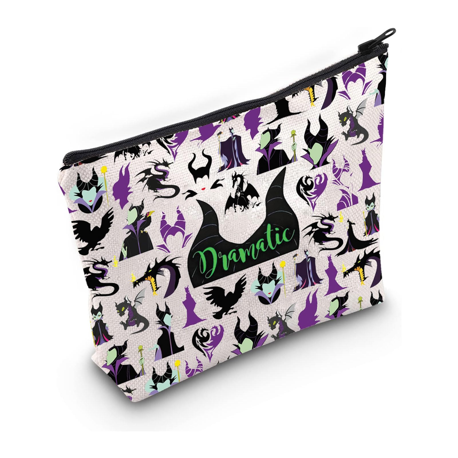 PXTIDY Dramatic Maleficent Makeup Bag Halloween Evil Queen Gift Villain Lover Gift Villain Queen Movie Makeup Bag Witch Gifts