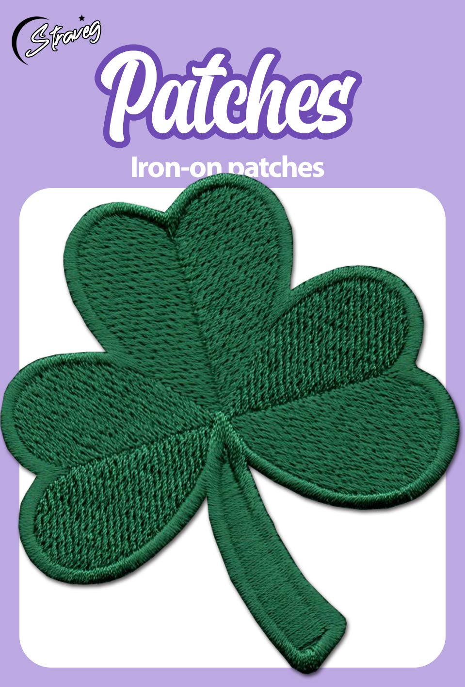 Iron On Patches -Green Irish Clover Patch 1pcs Iron On Ireland Patch Lucky Shamrock Embroidered Applique S-83