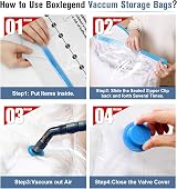 BoxLegend Vacuum Storage Bags 6 Pack 80x60cm 70x50cm Double Zip Seal view 5