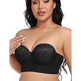 FallSweet Lace Strapless Bustier Bra for Women Underwire Longline Corset Top