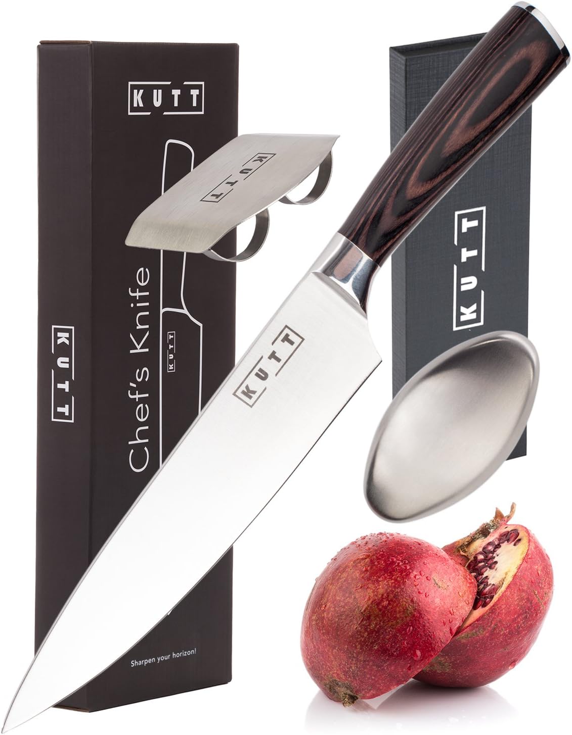 Kutt Chef Knife, Razor Sharp and Rust-Free Professional Chopping Knife for Budding Kitchen Cooks and Pro Chefs, German Stainless Steel, 8 Inch Blade