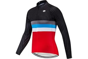 Coconut Ropamo CR Long Sleeve Cycling Jersey Mens, 3+1 Zipper Pockets Bicycle Tops Quick Dry Breathable Biking Shirt