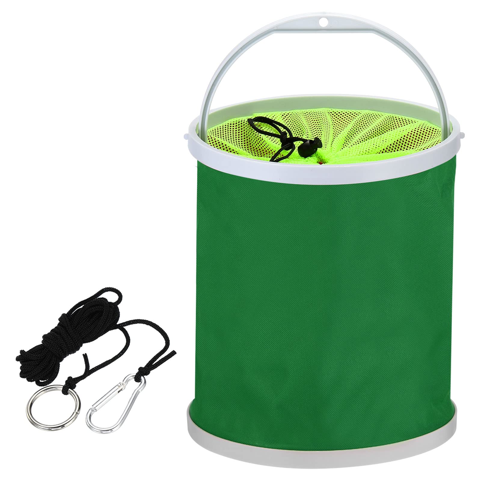 PATIKIL Collapsible Fishing Bucket, 13L (3.4 Gallons) Folding Bucket Foldable Water Container with Lanyard for Outdoor Travelling, Green