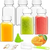 ztarraum Plastic Juice Bottles, Reusable Juice Containers with White Tamper Proof Lids, Brush, Funnel and Labels, Clear Juice Containers for Juicing, Smoothie and Homemade Beverages (6PCS 4oz)